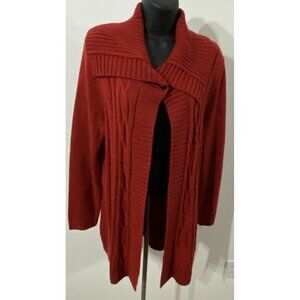 d & co Denim & Company Womens Size M Open Cardigan Red